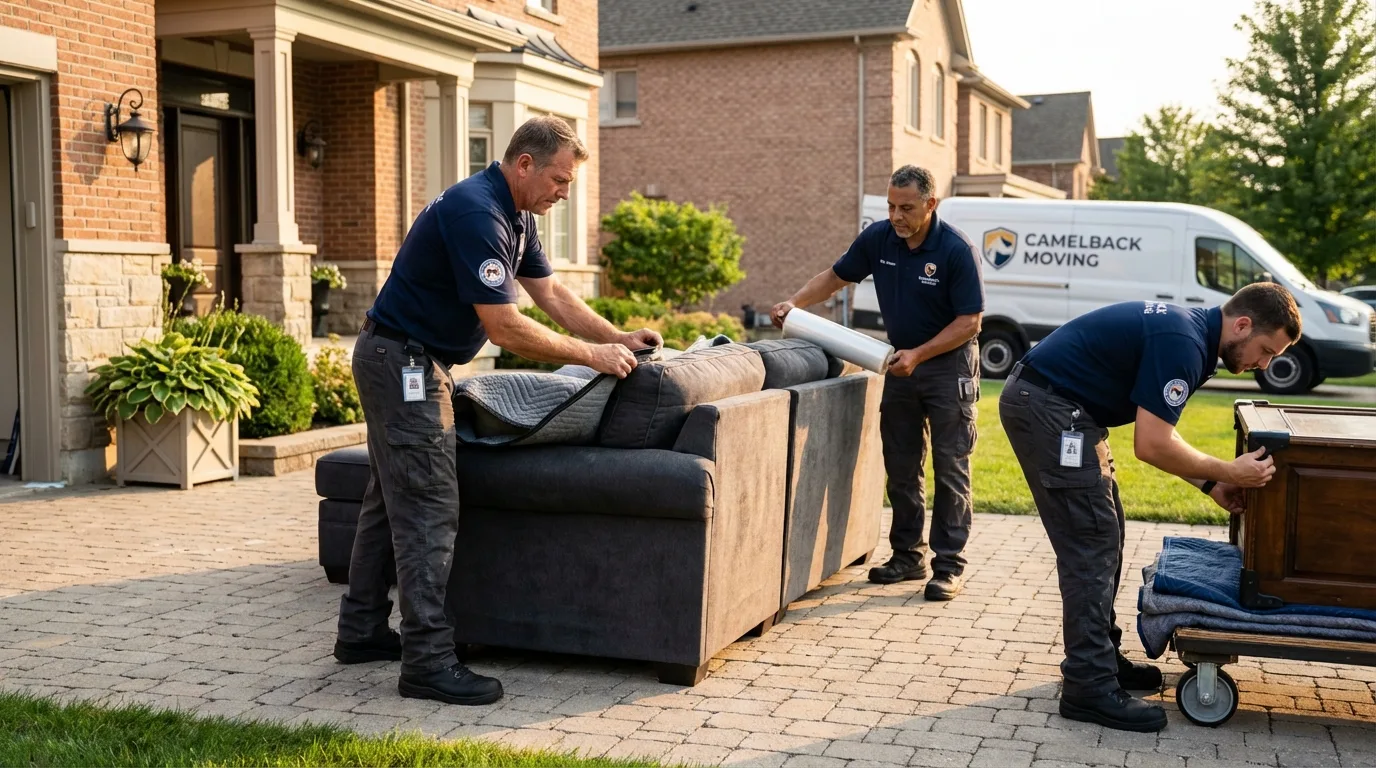 Large estate moving crew wrapping furniture in Vega Baja, PR
